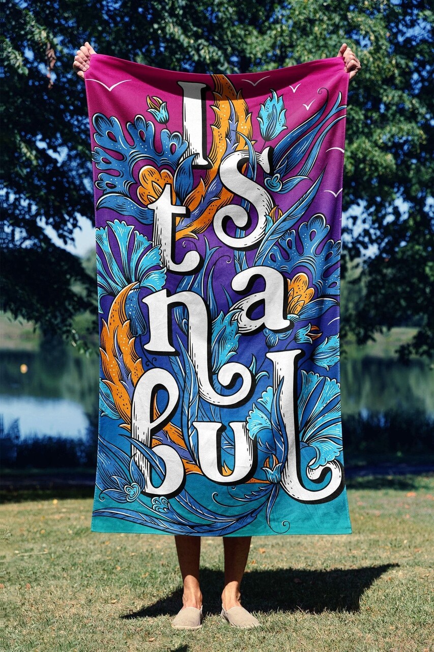 Prosop de plaja, L'essentiel Maison, Beautiful Istanbul 90, 90x150 cm, Multicolor - imagine 7